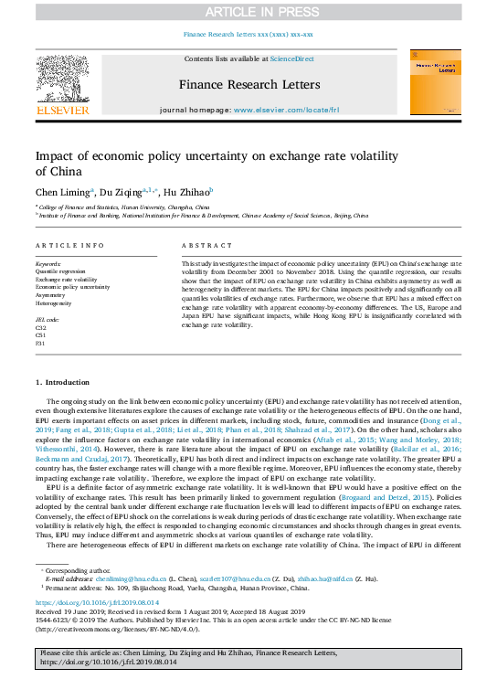 (PDF) Impact of economic policy uncertainty on exchange rate volatility ...