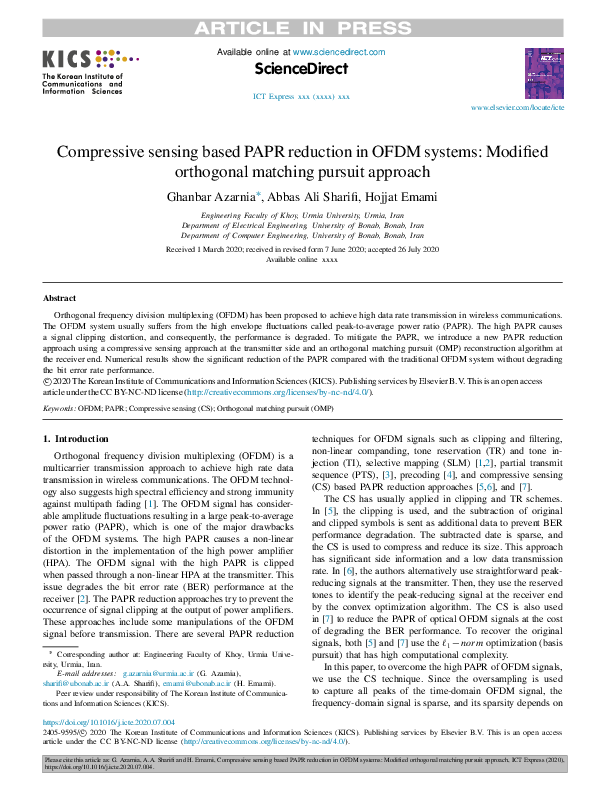 (PDF) Compressive sensing based PAPR reduction in OFDM systems ...