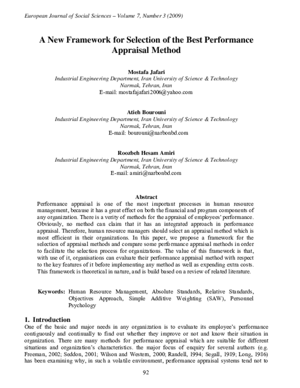 (PDF) A New Framework for Selection of the Best Performance Appraisal ...