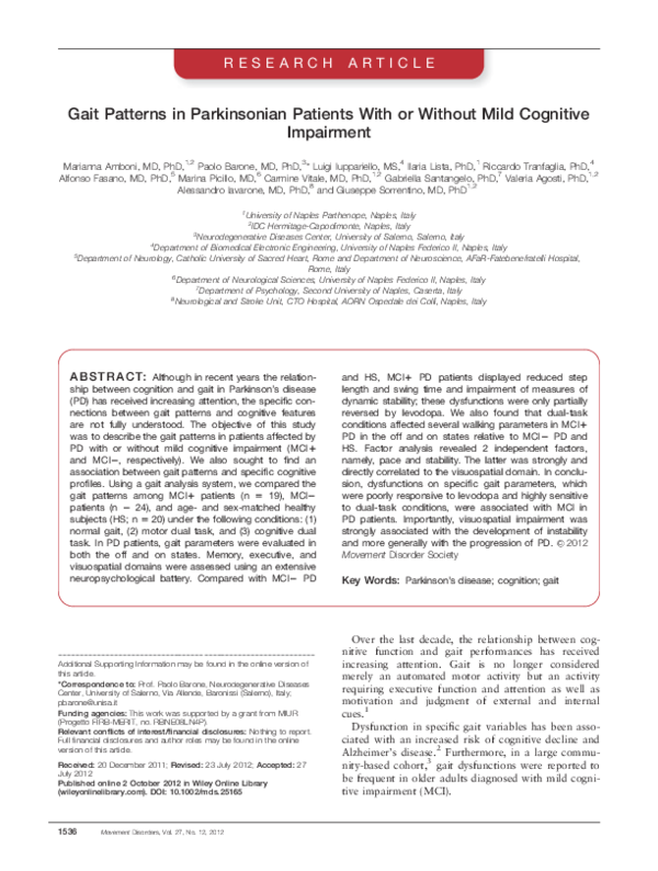 (PDF) Gait patterns in parkinsonian patients with or without mild ...