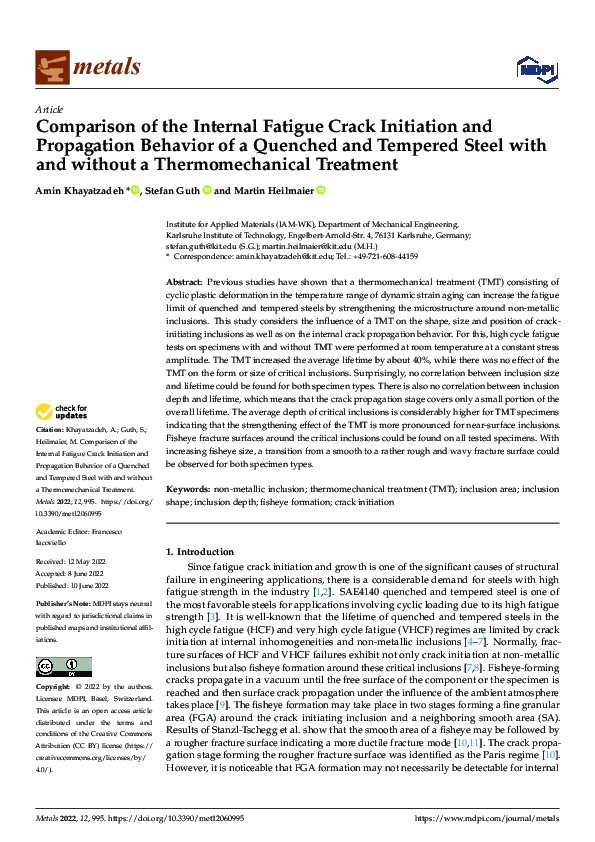 (PDF) Comparison of the Internal Fatigue Crack Initiation and ...