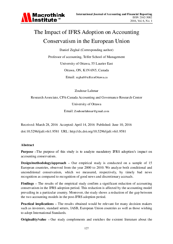 (PDF) The Impact of IFRS Adoption on Accounting Conservatism in the ...