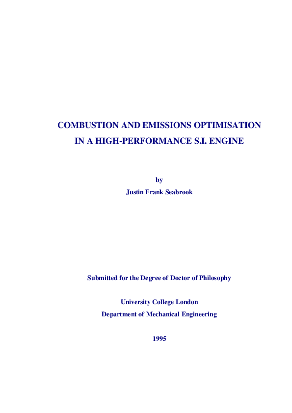 (PDF) Combustion & Emissions Optimisation in a High Performance Spark ...