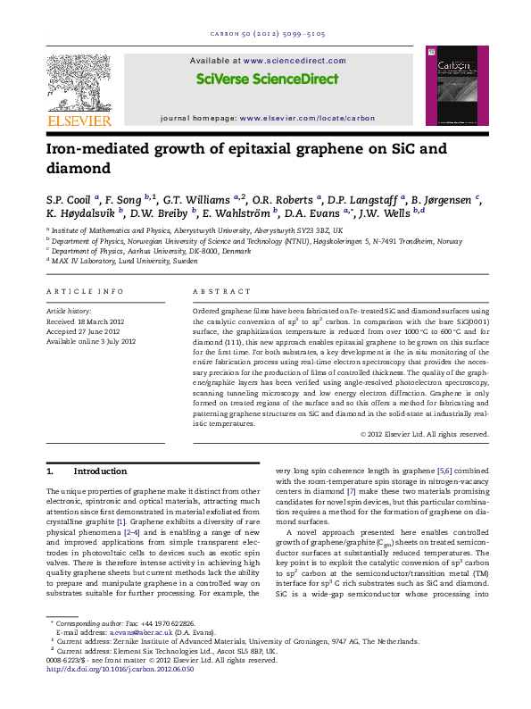 (PDF) Iron-mediated growth of epitaxial graphene on SiC and diamond
