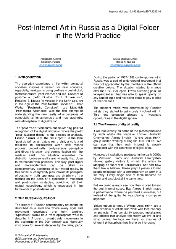 (PDF) Art in Russia as a Digital Folder in the World