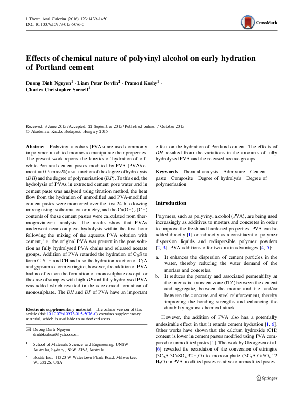 (PDF) Effects of chemical nature of polyvinyl alcohol on early