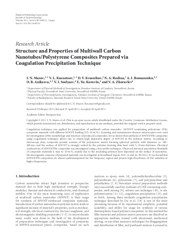 (PDF) Structure and properties of multiwall carbon nanotubes ...