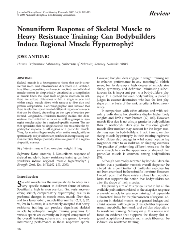 (PDF) Nonuniform Response of Skeletal Muscle to Heavy Resistance Training