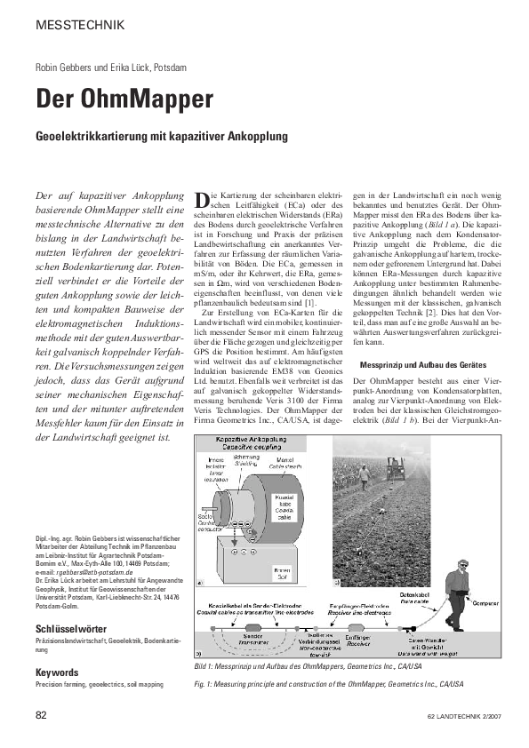 (PDF) Der OhmMapper - Geoelektrikkartierung mit kapazitiver Ankopplung