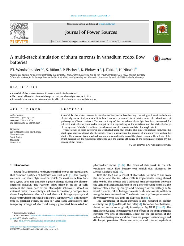 (PDF) A multi-stack simulation of shunt currents in vanadium redox flow ...