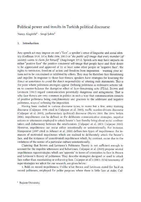(PDF) Political power and insults in Turkish political discourse