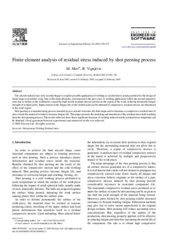 (PDF) Finite element analysis of residual stress induced by shot ...
