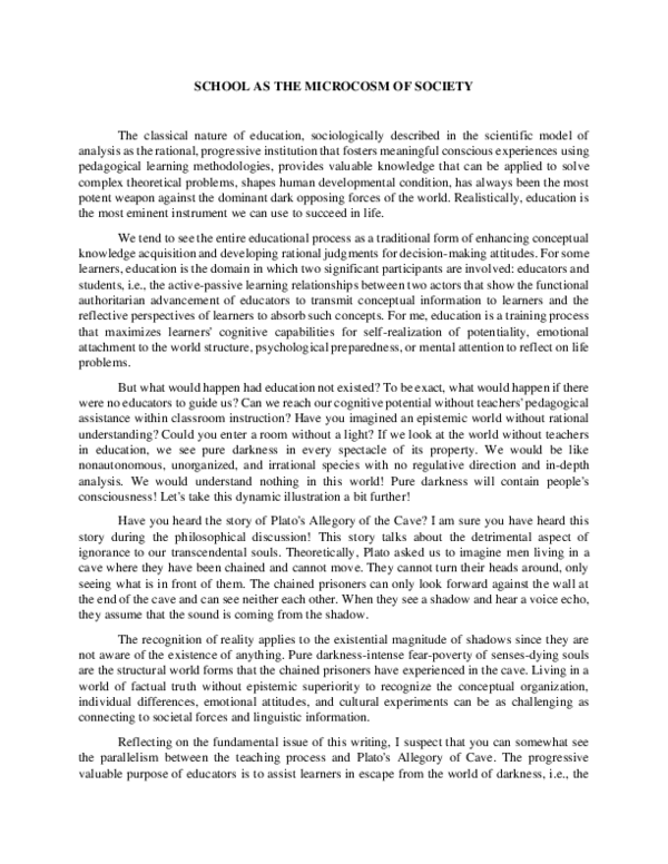 (PDF) School as the microcosm of society Sein Ratiozineirung