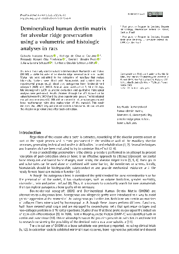 (PDF) Demineralized human dentin matrix for alveolar ridge preservation ...