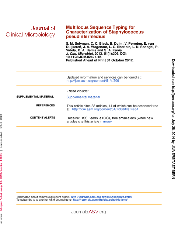 (PDF) Multilocus Sequence Typing for Characterization of Staphylococcus ...