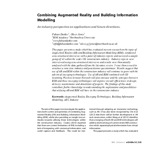 (PDF) Combining Augmented Reality and Building Information Modelling ...