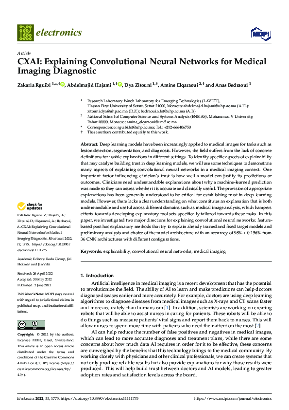 (PDF) CXAI: Explaining Convolutional Neural Networks for Medical ...