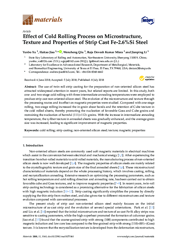(PDF) Effect of Cold Rolling Process on the Microstructure and ...
