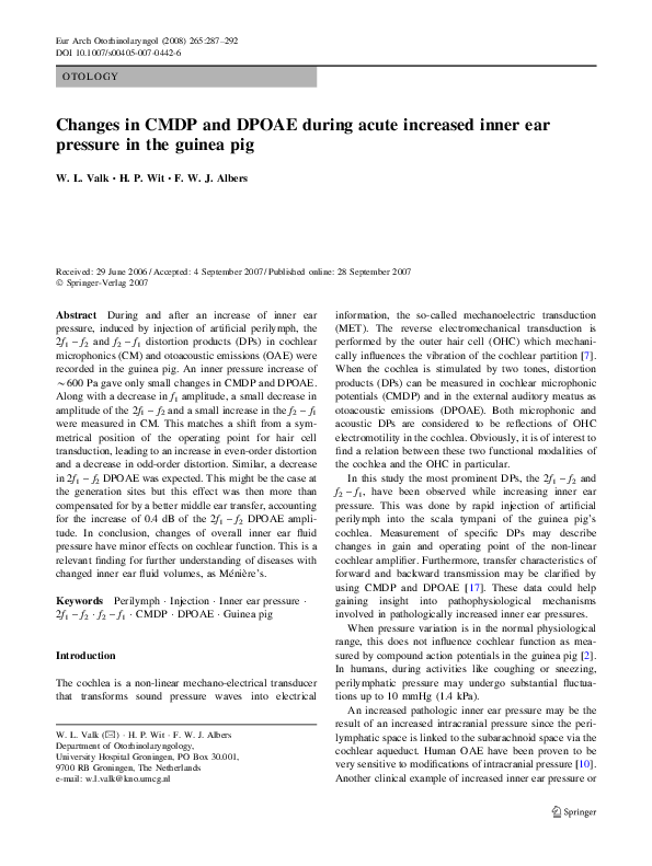 (PDF) Changes in CMDP and DPOAE during acute increased inner ear ...