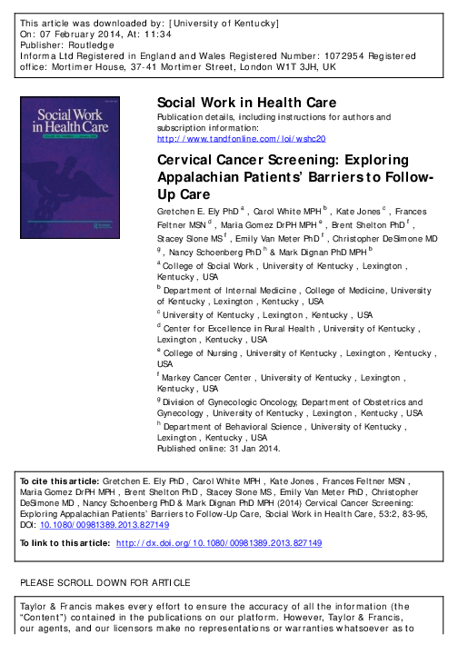 (PDF) Cervical Cancer Screening: Exploring Appalachian Patients ...