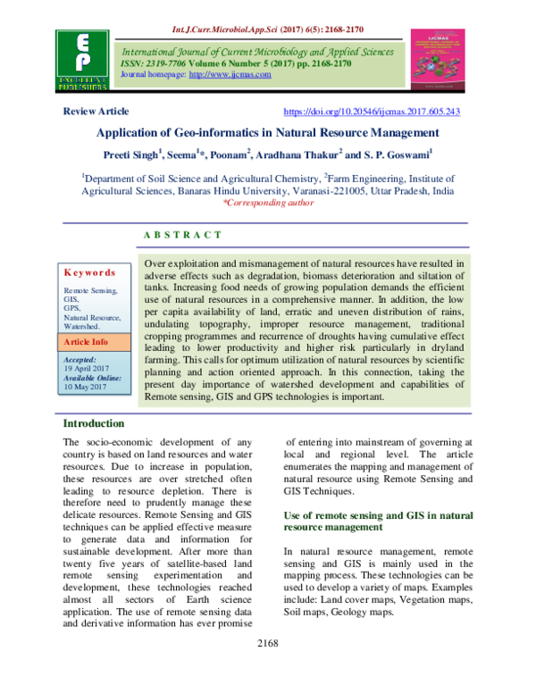 (PDF) The Application of Geo-informatics in Natural Resource Management