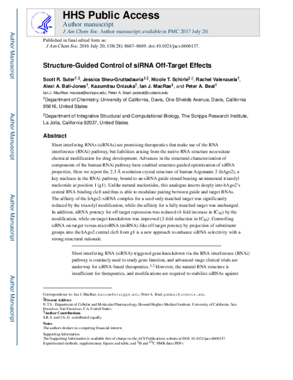 (PDF) Structure-Guided Control of siRNA Off-Target Effects
