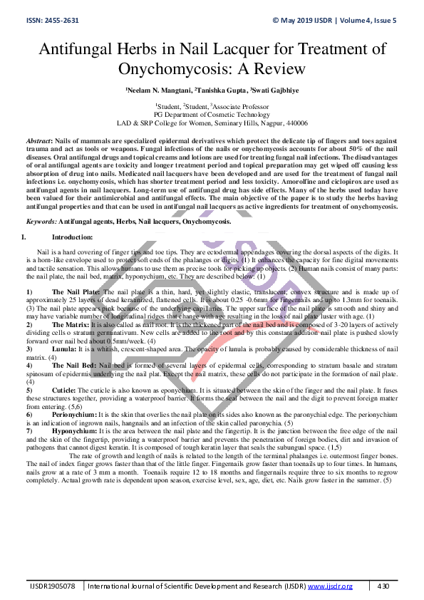 (PDF) Antifungal Herbs in Nail Lacquer for Treatment of Onychomycosis