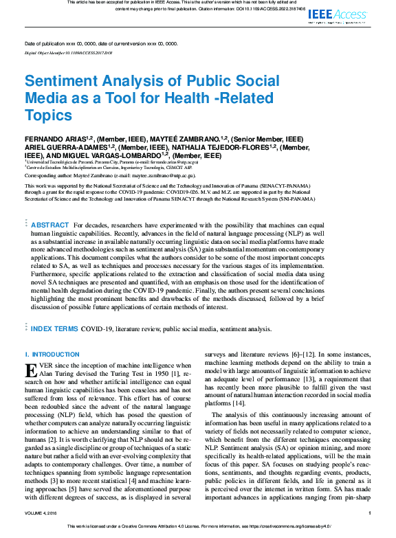 (PDF) Sentiment Analysis of Public Social Media as a Tool for Health ...