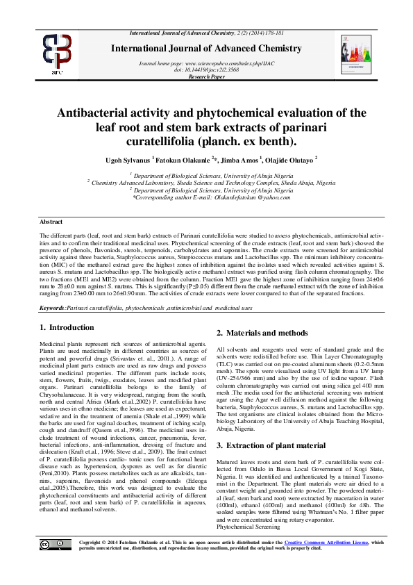(PDF) Antibacterial activity and phytochemical evaluation of the leaf ...