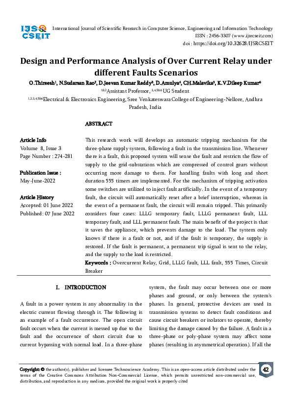 (PDF) Design and Performance Analysis of Over Current Relay under ...