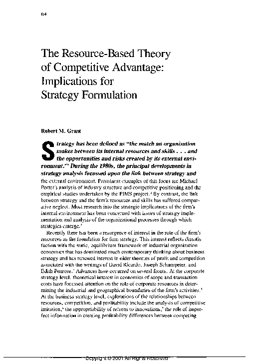 (PDF) The resource-based theory of competitive advantage