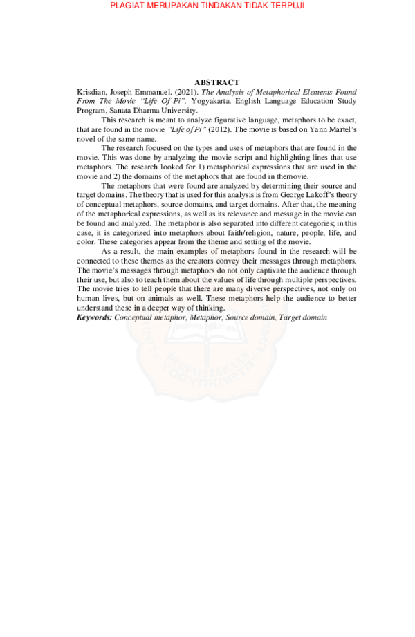 (PDF) The analysis of metaphors found from the movie “Life