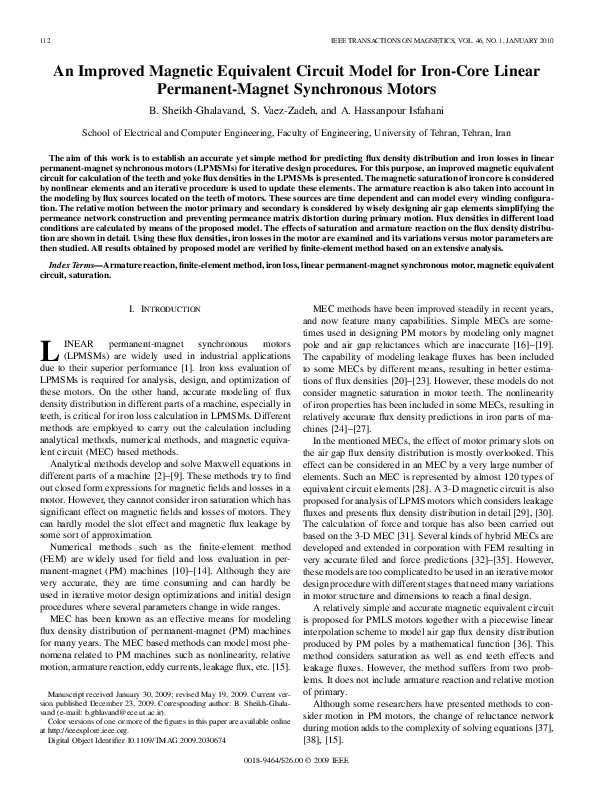 (PDF) An Improved Magnetic Equivalent Circuit Model for Iron-Core ...