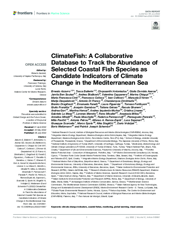 (PDF) ClimateFish: A Collaborative Database to Track the Abundance of ...