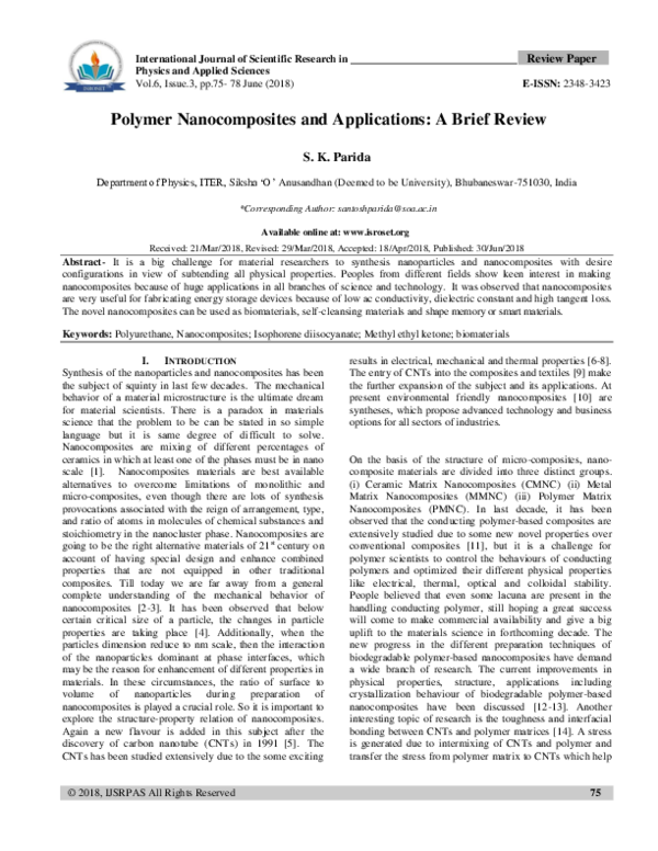 (PDF) Polymer Nanocomposites and Applications A Brief Review