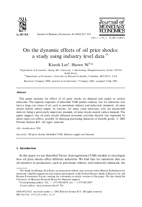 (PDF) On the dynamic effects of oil price shocks: a study using ...
