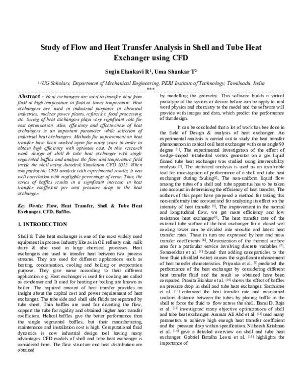 (PDF) Study of Flow and Heat Transfer Analysis in Shell and Tube Heat ...