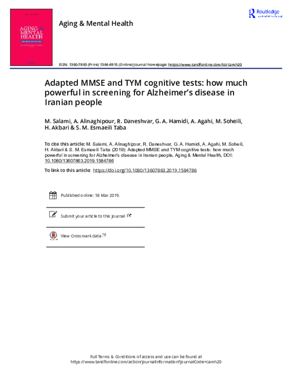 (PDF) Adapted MMSE and TYM cognitive tests: how much powerful in ...