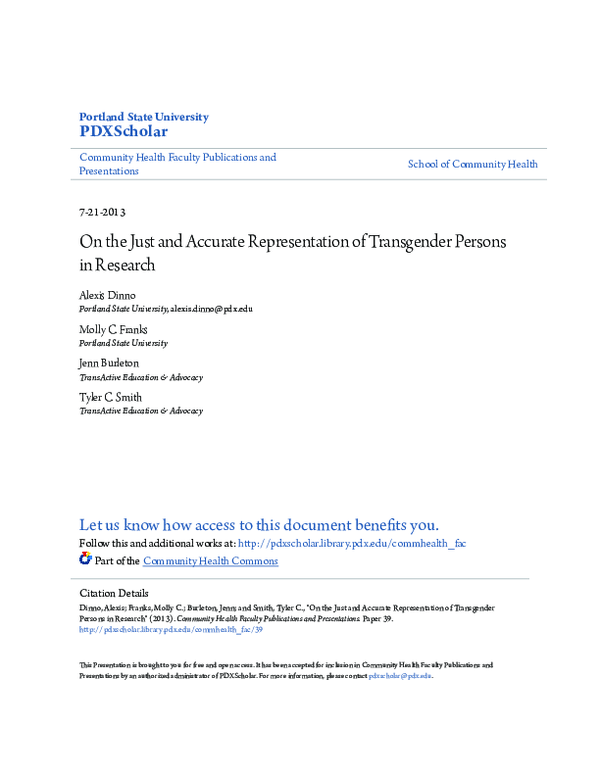 (PDF) On the Just and Accurate Representation of Transgender Persons in ...