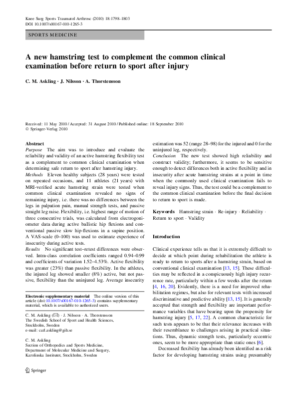 (PDF) A new hamstring test to complement the common clinical ...