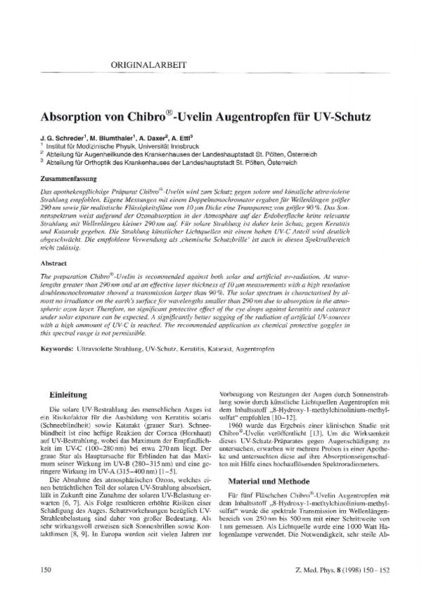 (PDF) Absorption von Chibro®-Uvelin Augentropfen für UV-Schutz