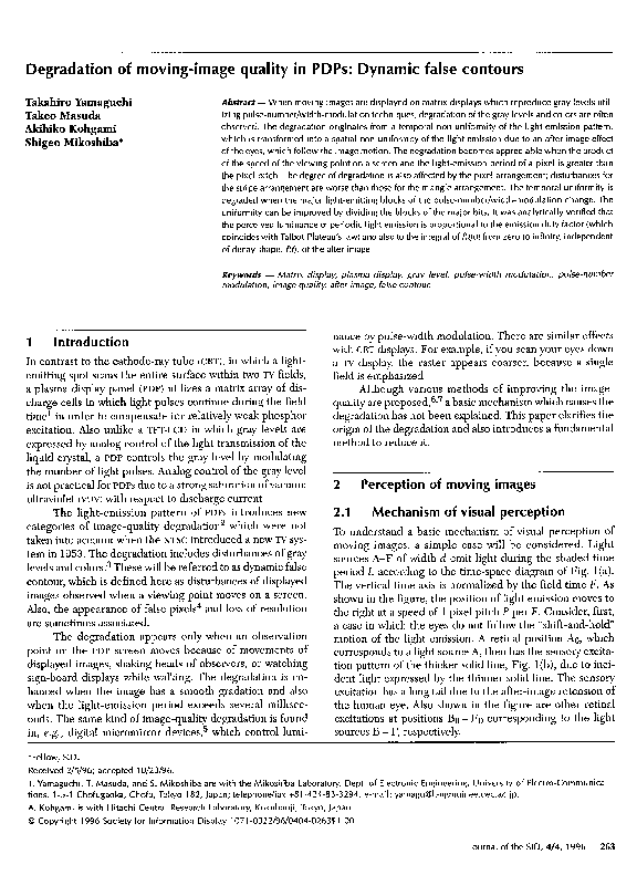 (PDF) Degradation of moving-image quality in PDPs: Dynamic false contours