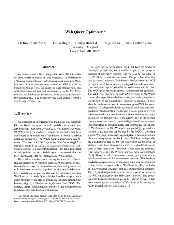 (PDF) Web query optimizer