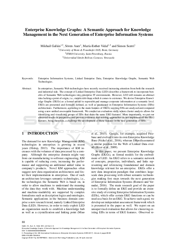 (PDF) Enterprise Knowledge Graphs: A Semantic Approach for Knowledge ...