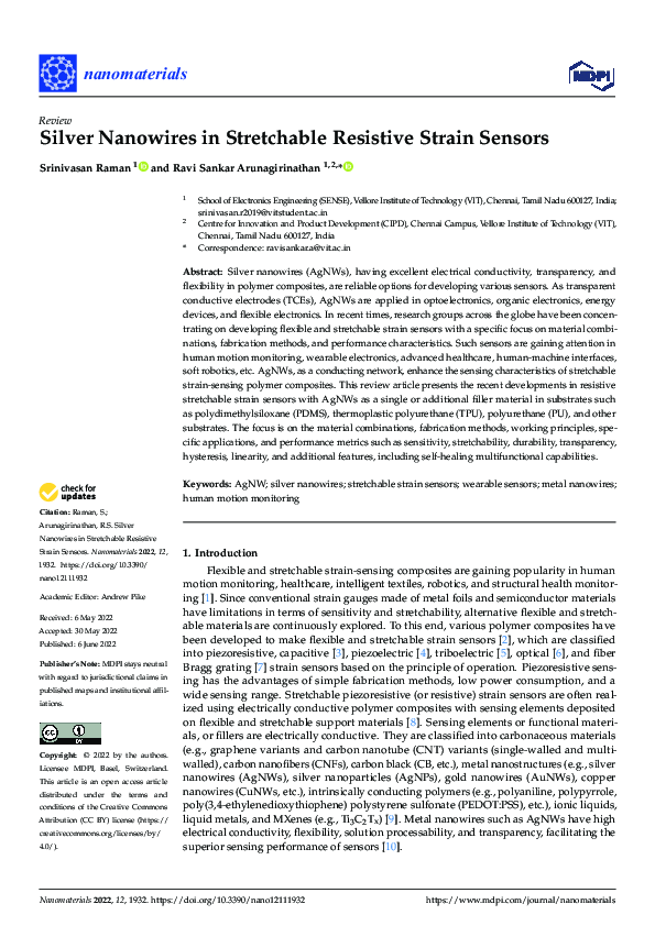 (PDF) Silver Nanowires in Stretchable Resistive Strain Sensors