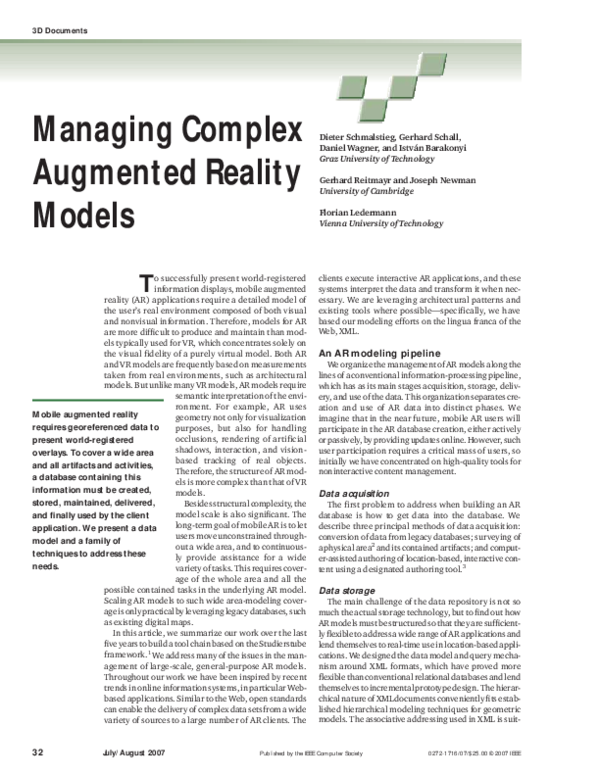 (PDF) Managing Complex Augmented Reality Models