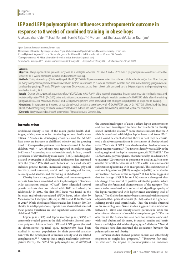 (PDF) LEP and LEPR Polymorphisms Influences Anthropometric Outcome in ...