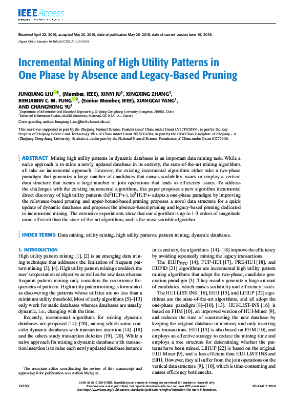 (PDF) Incremental Mining of High Utility Patterns in One Phase by ...
