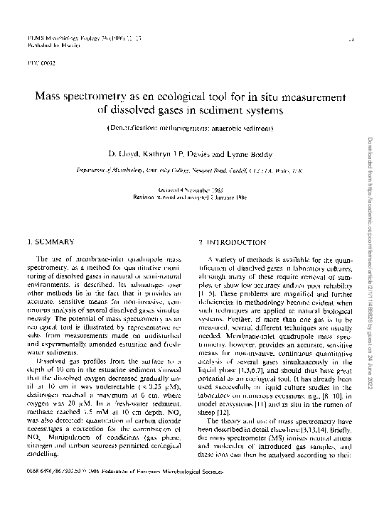 (PDF) Mass spectrometry as en ecological tool for in situ measurement ...