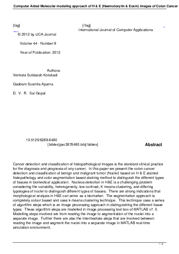 (PDF) Computer Aided Molecular modeling approach of H & E (Haemotoxylin ...